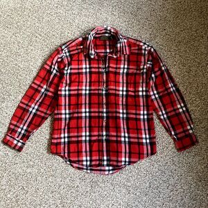 Eddie Bauer Womens Plaid Flannel Shirt Size M Medium Red Outdoors Granola